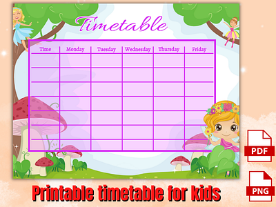 Printable Timetable for kids timetable