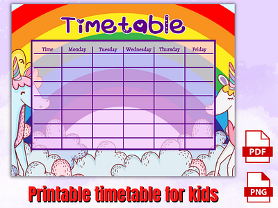 Timetable Unicorns for Kids kids timetable