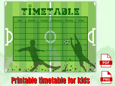 Soccer Timetable for Kids kids timetable