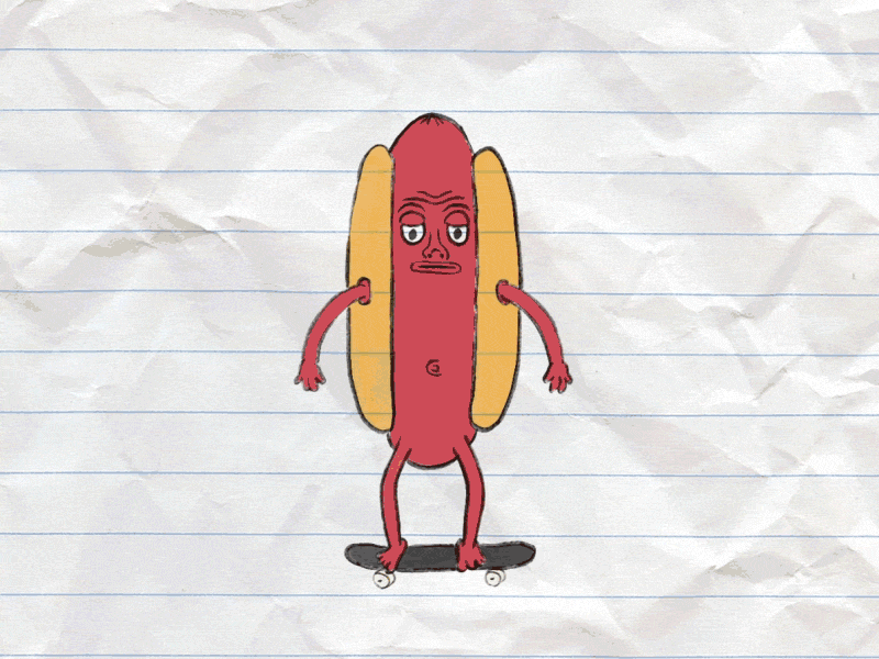 Anthropomorphic Skateboarding Hot Dog