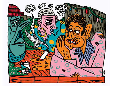 Backyard Bar characters drawing illustration