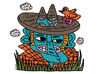 Cowboy characters drawing illustration