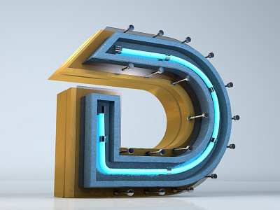 c4d neon font D