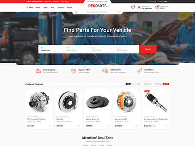 RedParts WordPress Theme auto parts automotive autoparts car ecommerce responsive shop spare parts store wordpress