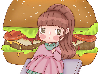 Chibitoon burger animation cartoon chiby cute illustration vector