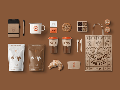 Drip branding coffee design logo packaging typography