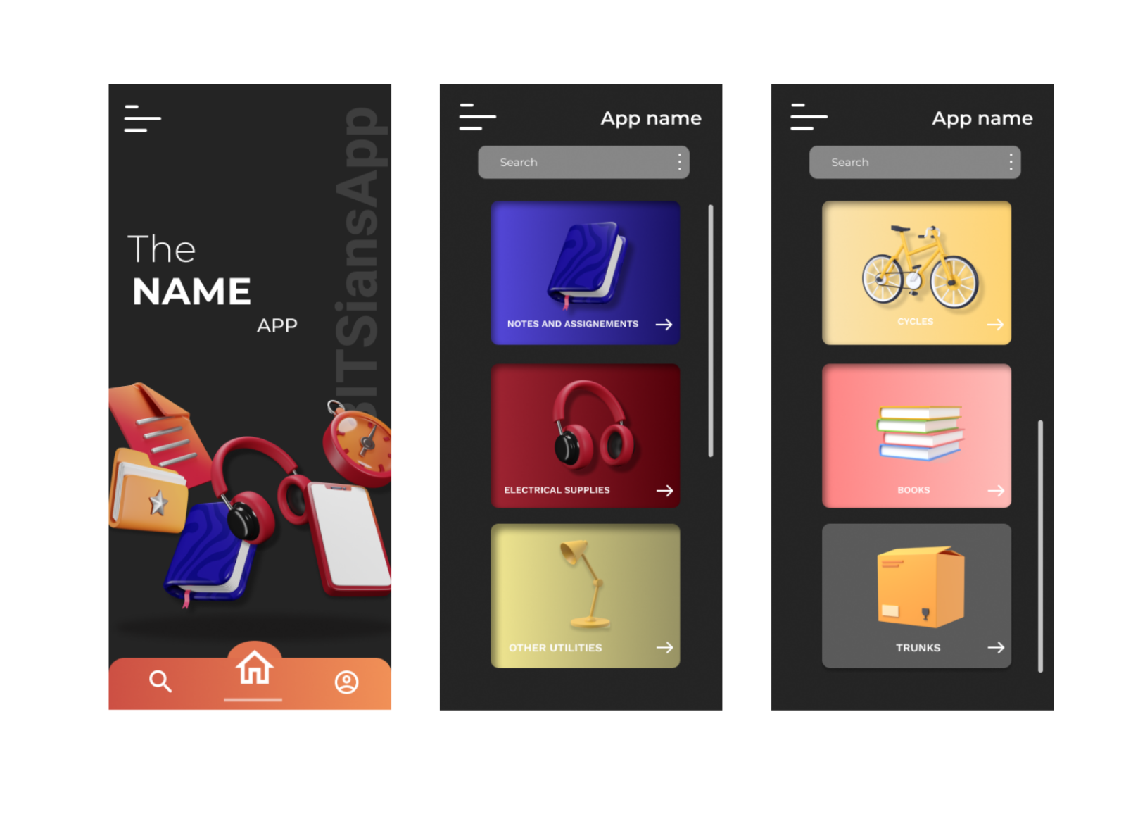 Sample UI/UX of app idea by Yana Upadhyay on Dribbble