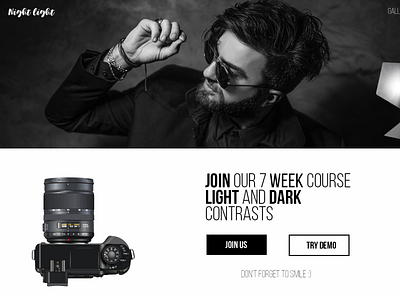 Black And White Contrast Landing Page ui