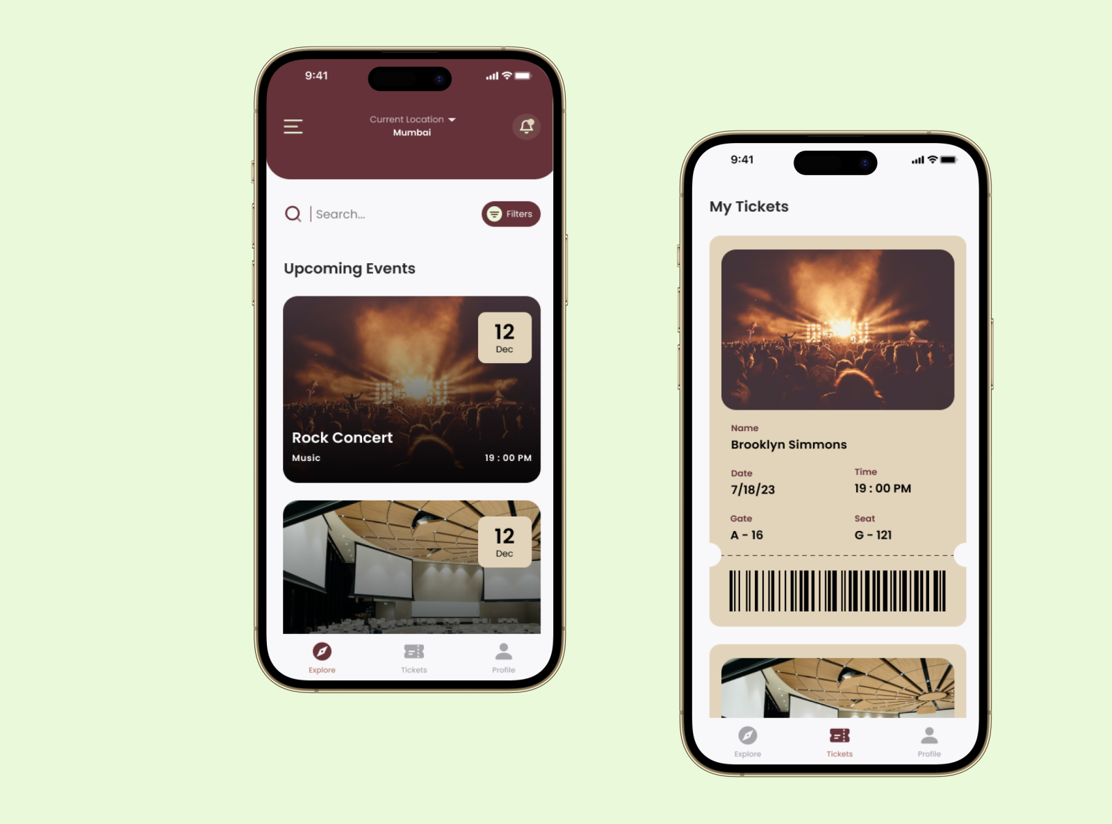 Event booking app by Vivek Iyer on Dribbble
