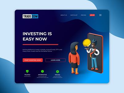 Landing Page - Daily UI Challenge 003 branding crypto daily ui challenge dailychallenge dailyui design design everyday figma graphic design illustration investment landing page logo new stock market trend ui uidesign web design web page