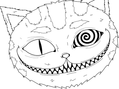 Cheshire Cat art black cat cheshire cat illustration illustrator kopuzzta paint white