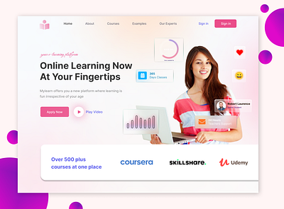 Online Learning Platform Landing Page app branding design graphic design illustration logo online onlinelearning typography ui ux vector