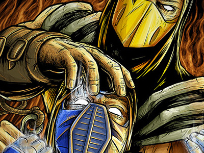 Mortal Kombat Print - "Vengeance Is Mine" fan art illustration matthew johnson mortal kombat print scorpion screen print sub zero video game