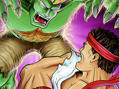 Street Fighter Print - "Ultimate Hadouken" blanka fan art illustration matthew johnson print ryu screen print street fighter video game