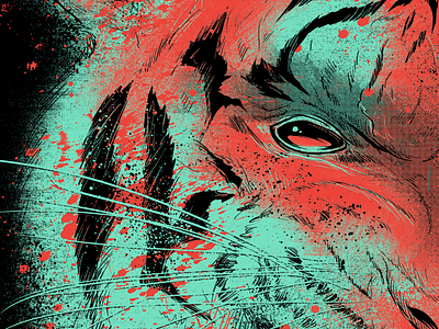 Tiger WIP for Seventh.Ink angry animal art fierce illustration matthew johnson roar rowr seventh.ink tiger wip