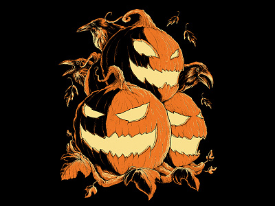 Dribbble Pumpkings art digital halloween illustration matthew johnson pumpkin seventh.ink shirt spooky tshirt wacom