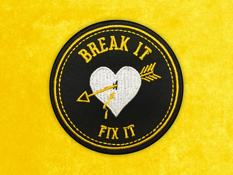 Break It, Fix It Embroidered Patch arrow heart brand badge embroidery art matthew johnson seventhink illustration patchlife patchgame patch