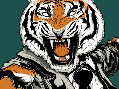 Belligerent Bengal Detail animal bengal design green illustration shirt suit tiger tiger bengal yell suit yell