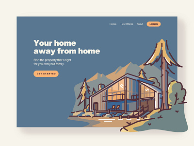 Property Landing Page branding design camping forest illustration landing page landing page design linework pine tree property management vector