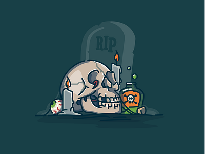 Halloween hangover gravestone graveyard halloween icon illustration linework logo poison skull vector