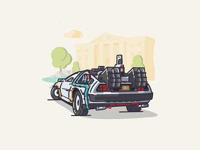 BTTF Delorean Redesign bttf delorean hill valley icon illustration linework vector