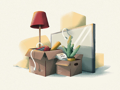Moving Day apartment box boxes couch icon illustration lamp moving rent toaster tv vector