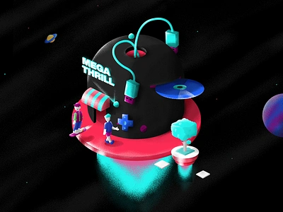 TikTok Kiosk 2/8 adventure asteroids branding exploration icon illustration isometric mall planets rocket shopping space tiktok ui vector