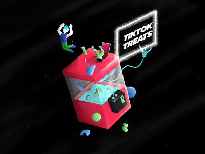 TikTok Illustrations arcade clawmachine illustration planets rocket space spaceship stars tiktok vector