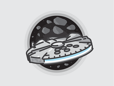 Never tell me the odds! asteroids icon illustration millennium falcon space starwars