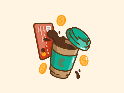 Extra Shot cafe coffee coffee bean coffee cup coffeeshop coin credit card icon illustration latte payment spill takeaway