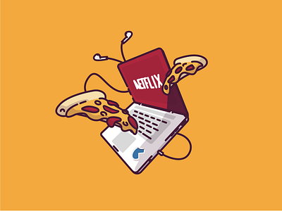 Pizza + Netflix design earphone halloween icon illustration laptop linework netflix pizza vector vector illustration