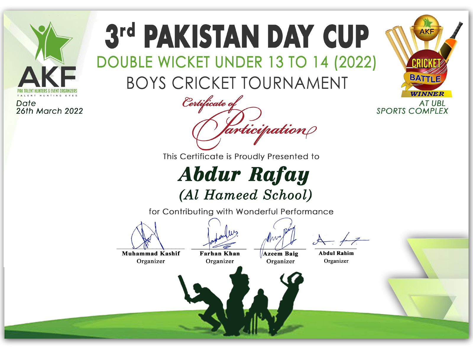 Cricket Tournament Certificate Design By Faizan On Dribbble