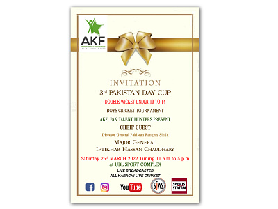 invitation card for cricket tournament