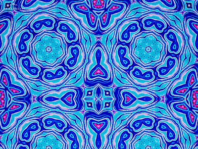 Untitled pattern design -Blue Flower Wheels pattern repeat pattern surface design textile wallpaper