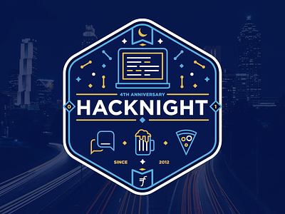 Hacknight Badge badge blue hacknight local logo night sticker