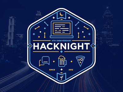 Hacknight Badge badge blue hacknight local logo night sticker