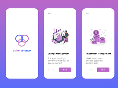 Onboarding Screens for a Fintech App app design ui web