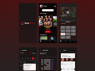 Dark Mode UI Cinema App app design ui web