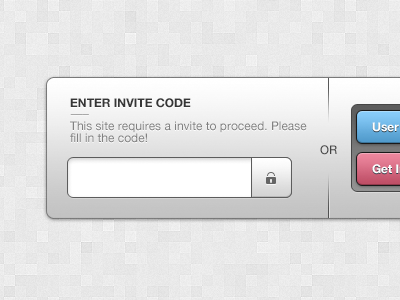 Enter Invite Code blue box code enter invite pattern red ui