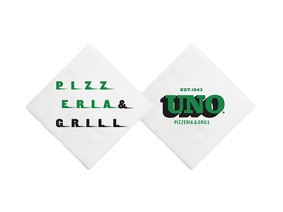 Uno Napkins brand identity branding green knockout logo pizza secondary elements typography uno