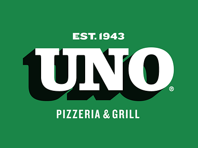 Uno Logo brand identity branding chicago green logo pizza pizzeria shadow slab typography uno