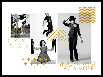 Runway to Hope Moodboard branding cancer children gold non profit patterns photography runway to hope