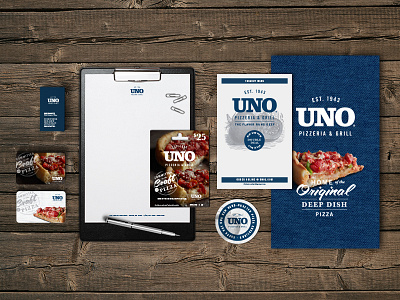 Uno Print Collateral branding business cards gift cards menu pizza stationary uno