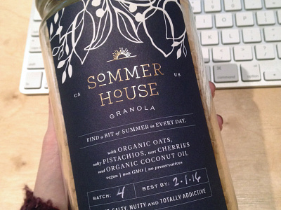 Sommer House Granola gold foil granola house jar label packaging sommer