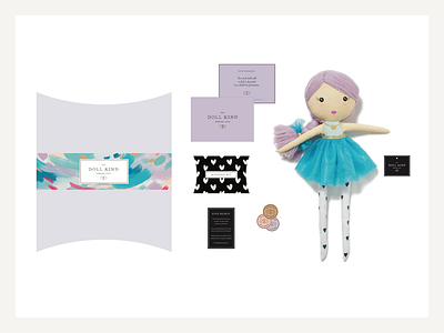 Doll Packaging doll hearts notecard packaging painted pillow box purple