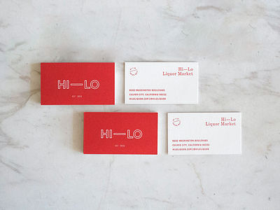 HI—LO brand identity branding business cards hi lo logo marble red typography