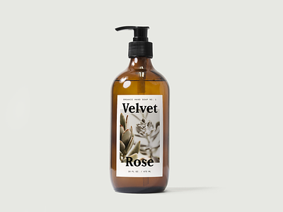 Velvet Rose amber beauty bottle label packaging photography product shampoo skincare soap