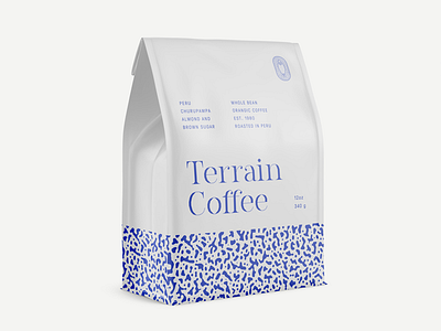 Terrain Coffee bag blue coffee food packaging pattern typography