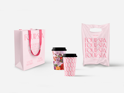 Nail Salon bags beauty branding coffee cups high end luxury packaging pink salon