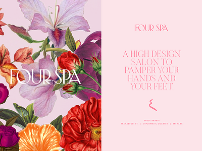 Four Spa Branding branding floral high end illustration logo luxury pink spa wordmark